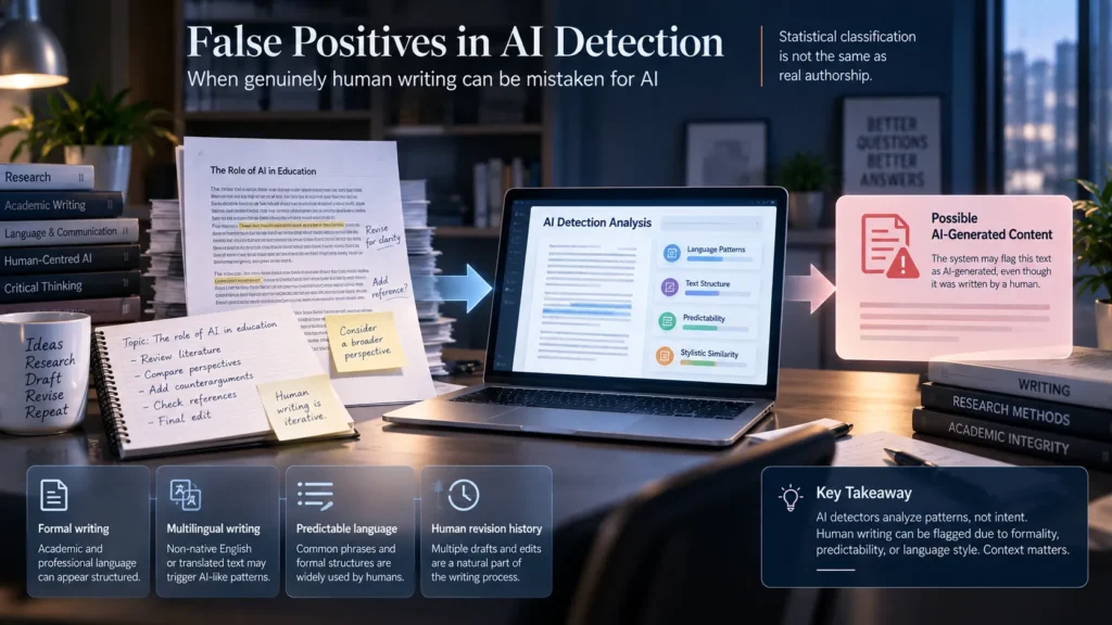 AI detector false positives showing how human-written text can be incorrectly classified as AI-generated