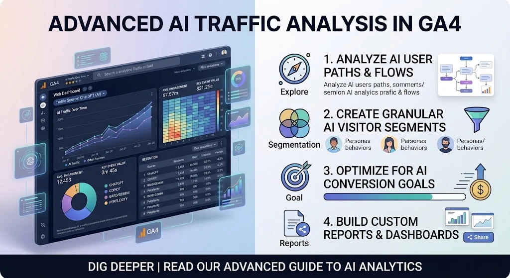 Track ChatGPT traffic in GA4 for AI referral traffic analysis and website performance.